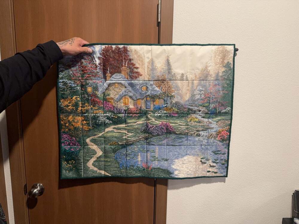 Vintage Cottage Garden Landscape Woven Tapestry Wall Hanging